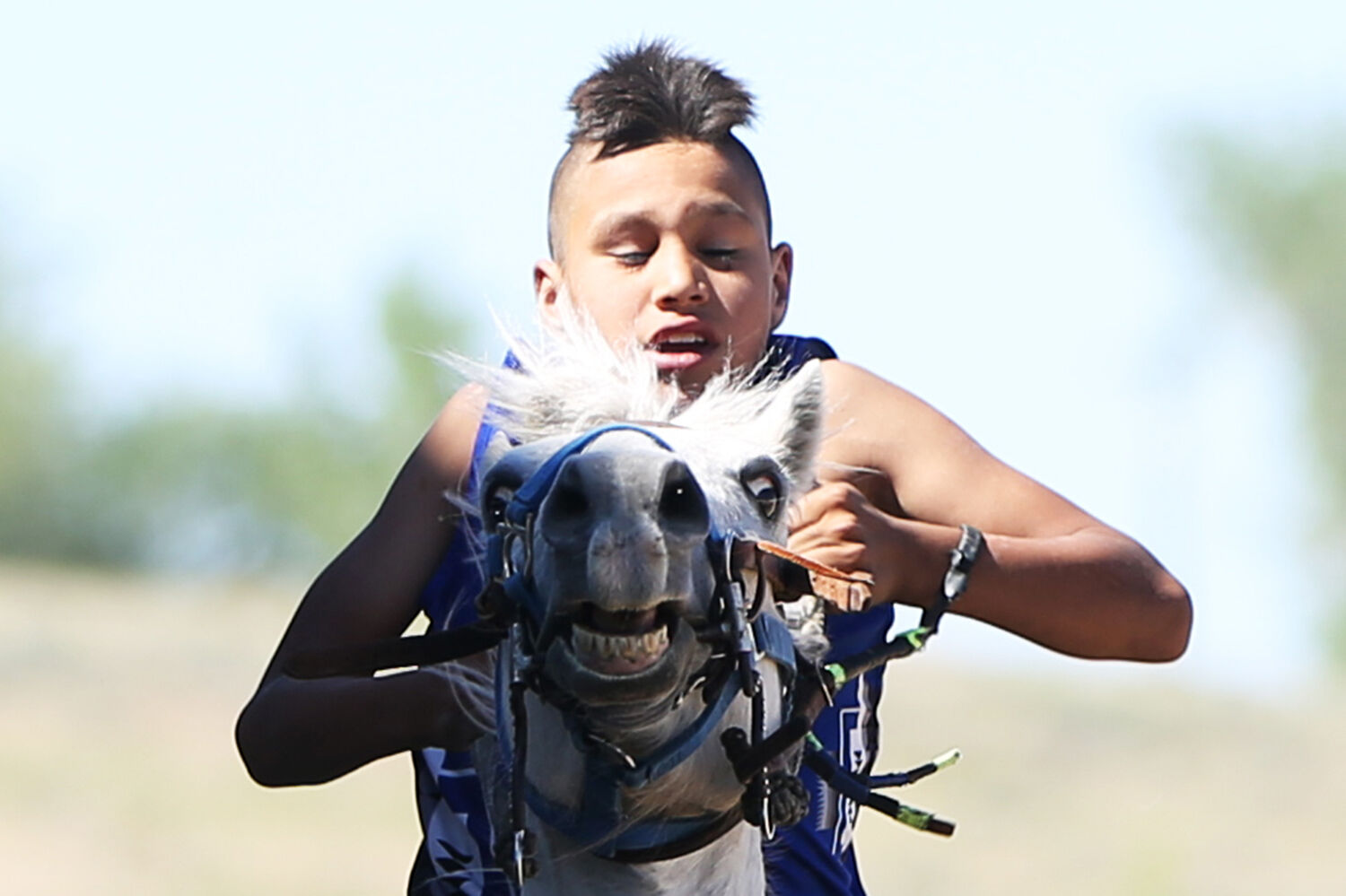 Elijah DuBray pulls his final horse to a stop